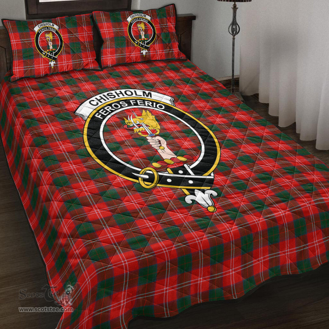 Scottish Chisholm Modern Clan Tartan Quilt Bed Set - Crest Classic Scottish Plaid Tartan Plaid