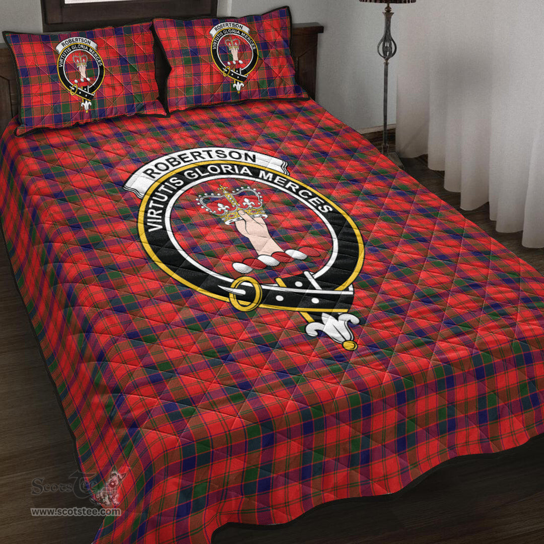 Scottish Robertson Modern Clan Tartan Quilt Bed Set - Crest Classic Scottish Plaid Tartan Plaid