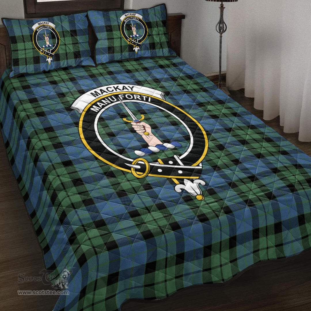 Scottish MacKay Ancient Clan Tartan Quilt Bed Set - Crest Classic Scottish Plaid Tartan Plaid