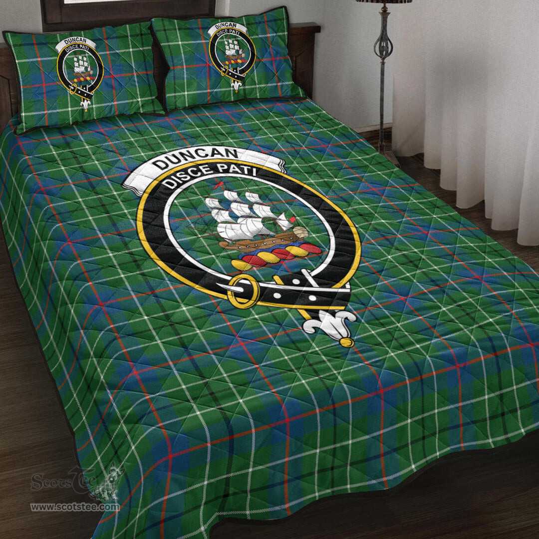 Scottish Duncan Ancient Clan Tartan Quilt Bed Set - Crest Classic Scottish Plaid Tartan Plaid