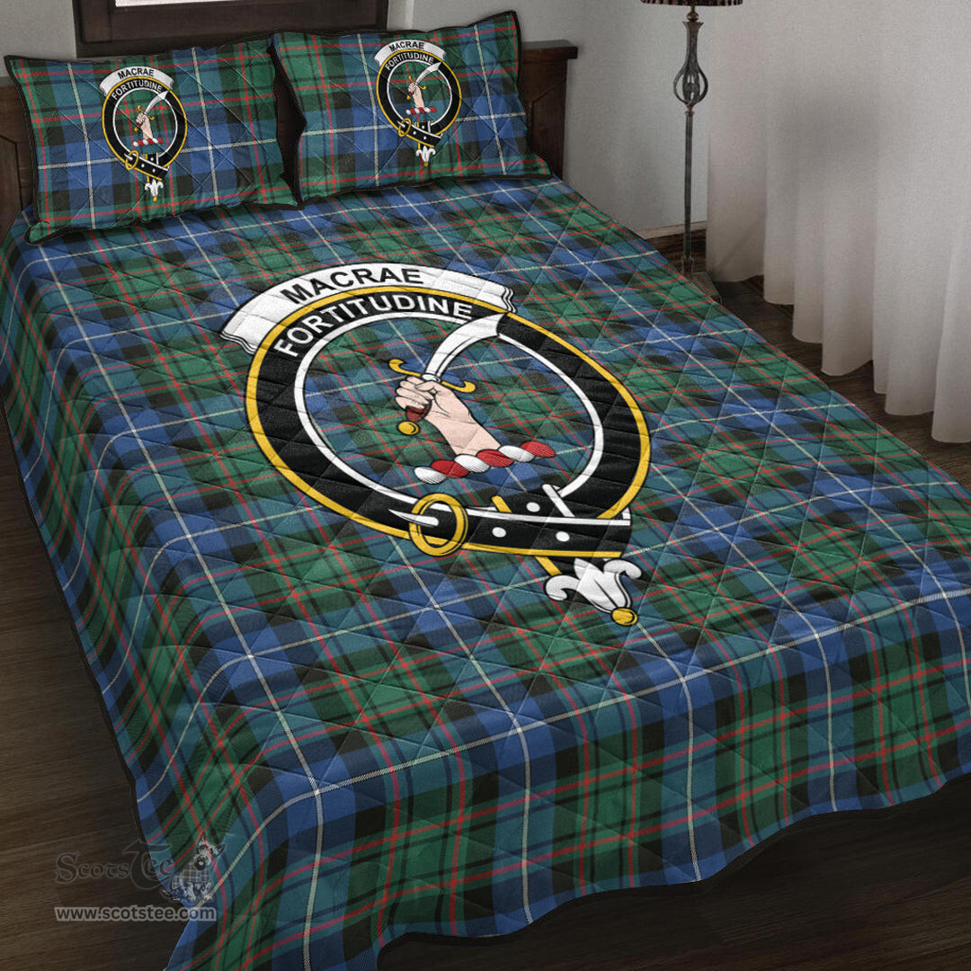 Scottish MacRae Hunting Ancient Clan Tartan Quilt Bed Set - Crest Classic Scottish Plaid Tartan Plaid