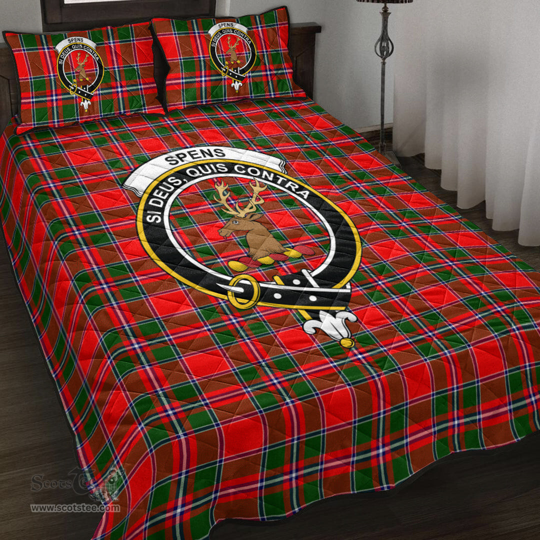 Scottish Spens Modern Clan Tartan Quilt Bed Set - Crest Classic Scottish Plaid Tartan Plaid