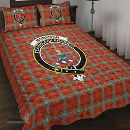 Scottish Morrison Red Ancient Clan Tartan Quilt Bed Set - Crest Classic Scottish Plaid Tartan Plaid
