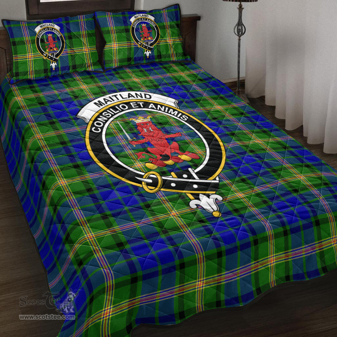 Scottish Maitland Clan Tartan Quilt Bed Set - Crest Classic Scottish Plaid Tartan Plaid