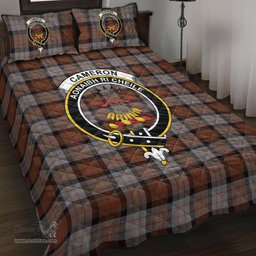 Scottish Cameron of Erracht Weathered Clan Tartan Quilt Bed Set - Crest Classic Scottish Plaid Tartan Plaid