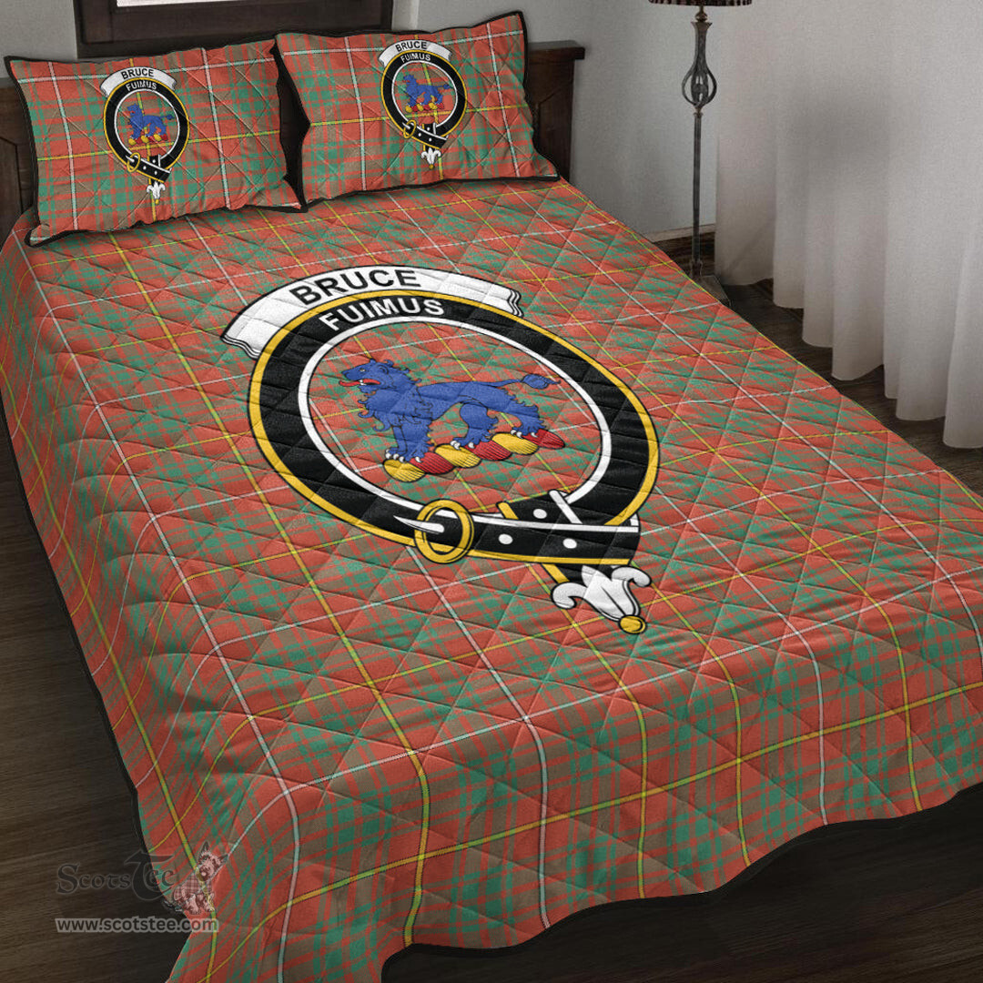 Scottish Bruce Ancient Clan Tartan Quilt Bed Set - Crest Classic Scottish Plaid Tartan Plaid