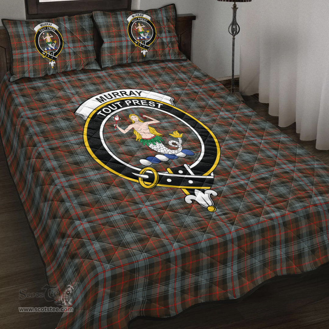 Scottish Murray of Atholl Weathered Clan Tartan Quilt Bed Set - Crest Classic Scottish Plaid Tartan Plaid
