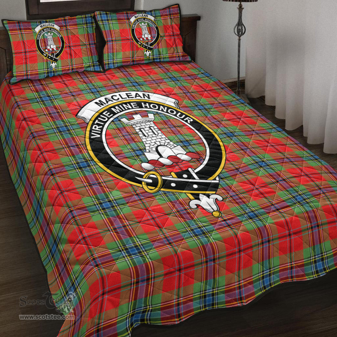 Scottish MacLean of Duart Modern Clan Tartan Quilt Bed Set - Crest Classic Scottish Plaid Tartan Plaid