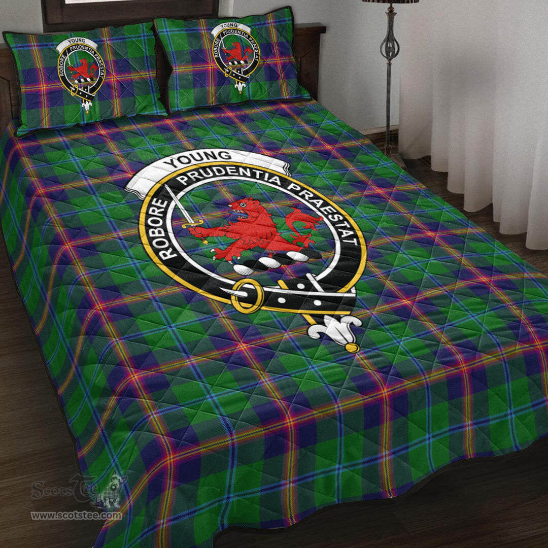 Scottish Young Modern Clan Tartan Quilt Bed Set - Crest Classic Scottish Plaid Tartan Plaid