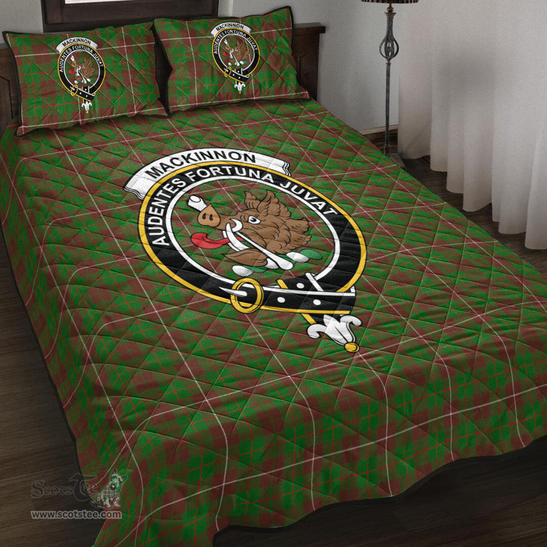 Scottish MacKinnon Hunting Modern Clan Tartan Quilt Bed Set - Crest Classic Scottish Plaid Tartan Plaid
