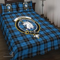 Scottish Ramsay Blue Ancient Clan Tartan Quilt Bed Set - Crest Classic Scottish Plaid Tartan Plaid