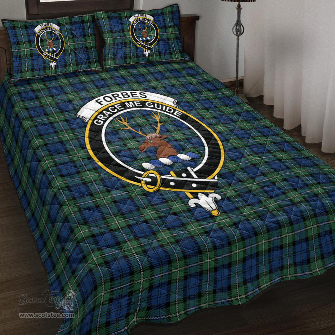Scottish Forbes Ancient Clan Tartan Quilt Bed Set - Crest Classic Scottish Plaid Tartan Plaid