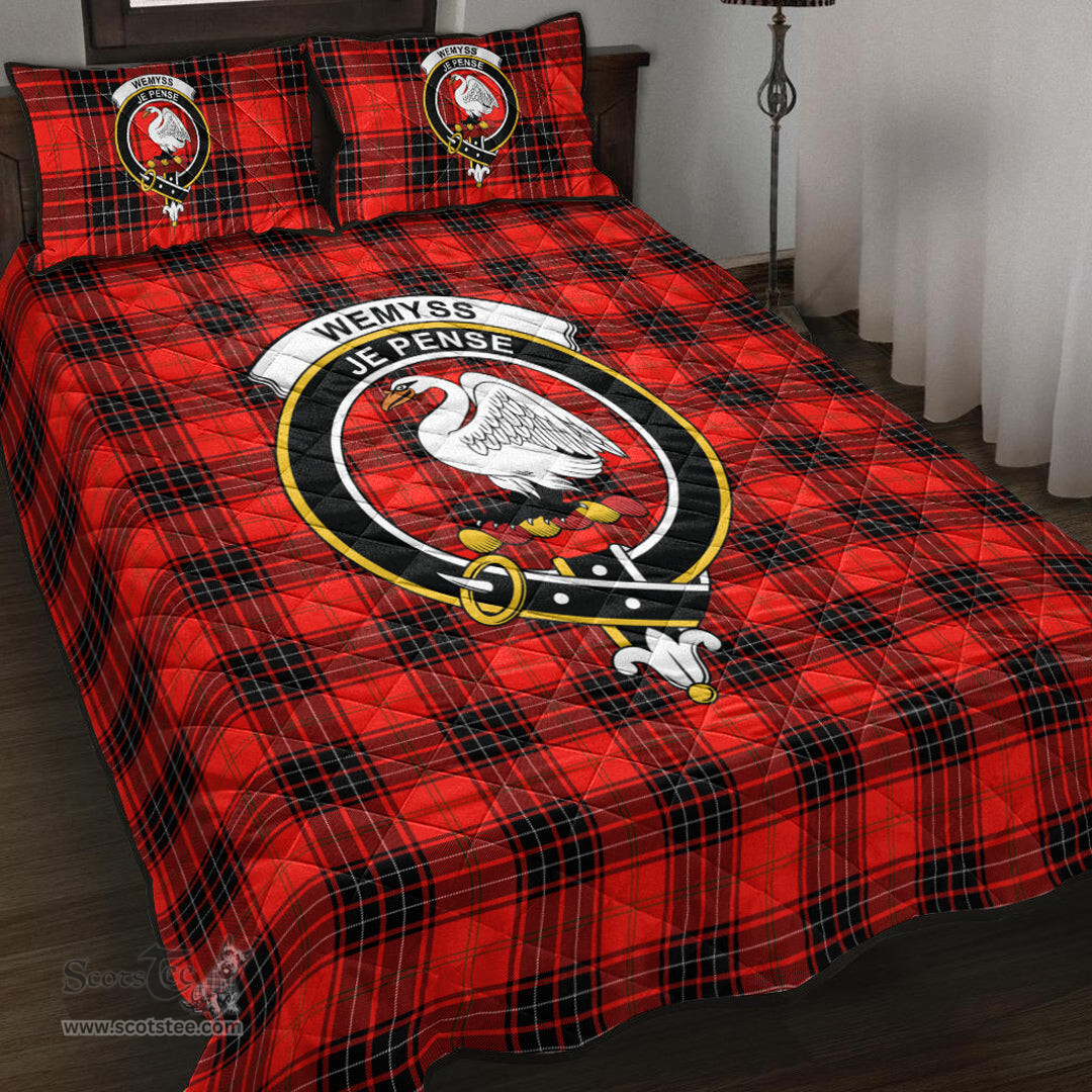 Scottish Wemyss Modern Clan Tartan Quilt Bed Set - Crest Classic Scottish Plaid Tartan Plaid