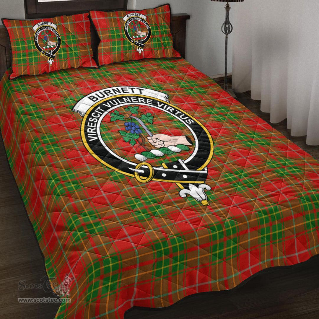 Scottish Burnett Ancient Clan Tartan Quilt Bed Set - Crest Classic Scottish Plaid Tartan Plaid