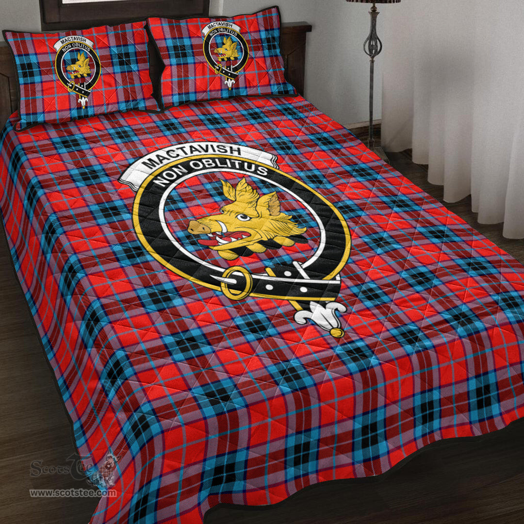 Scottish MacTavish Modern Clan Tartan Quilt Bed Set - Crest Classic Scottish Plaid Tartan Plaid