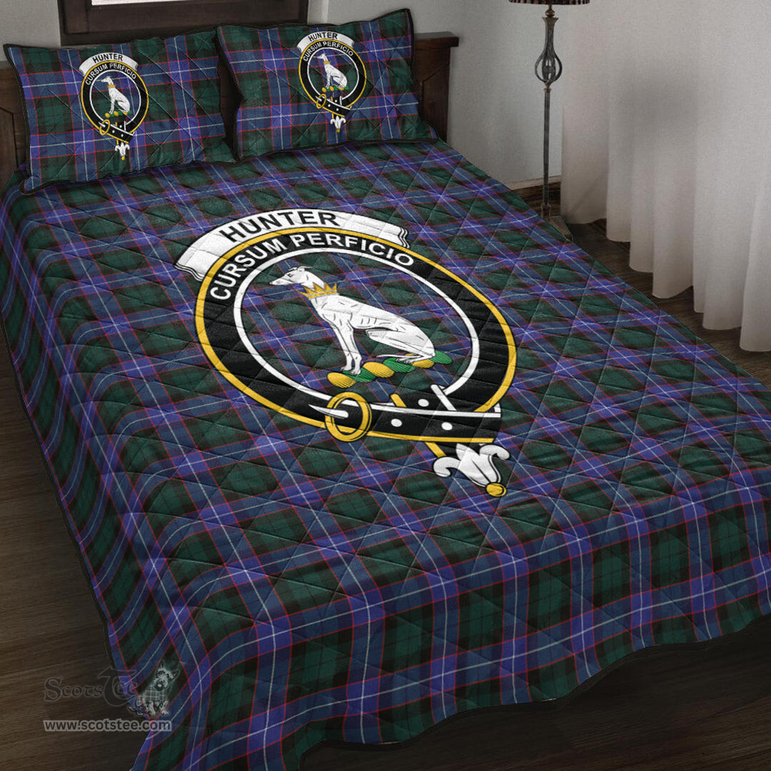 Scottish Hunter Modern Clan Tartan Quilt Bed Set - Crest Classic Scottish Plaid Tartan Plaid