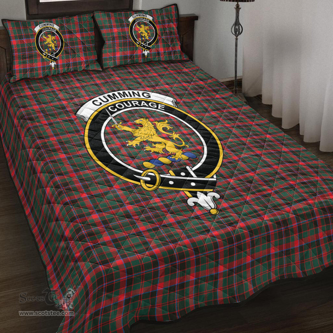 Scottish Cumming Hunting Modern Clan Tartan Quilt Bed Set - Crest Classic Scottish Plaid Tartan Plaid