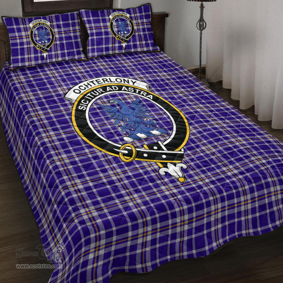 Scottish Ochterlony Clan Tartan Quilt Bed Set - Crest Classic Scottish Plaid Tartan Plaid