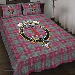 Scottish Crawford Ancient Clan Tartan Quilt Bed Set - Crest Classic Scottish Plaid Tartan Plaid