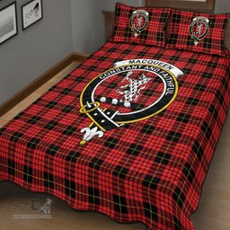 Scottish MacQueen Modern Clan Tartan Quilt Bed Set - Crest Classic Scottish Plaid Tartan Plaid