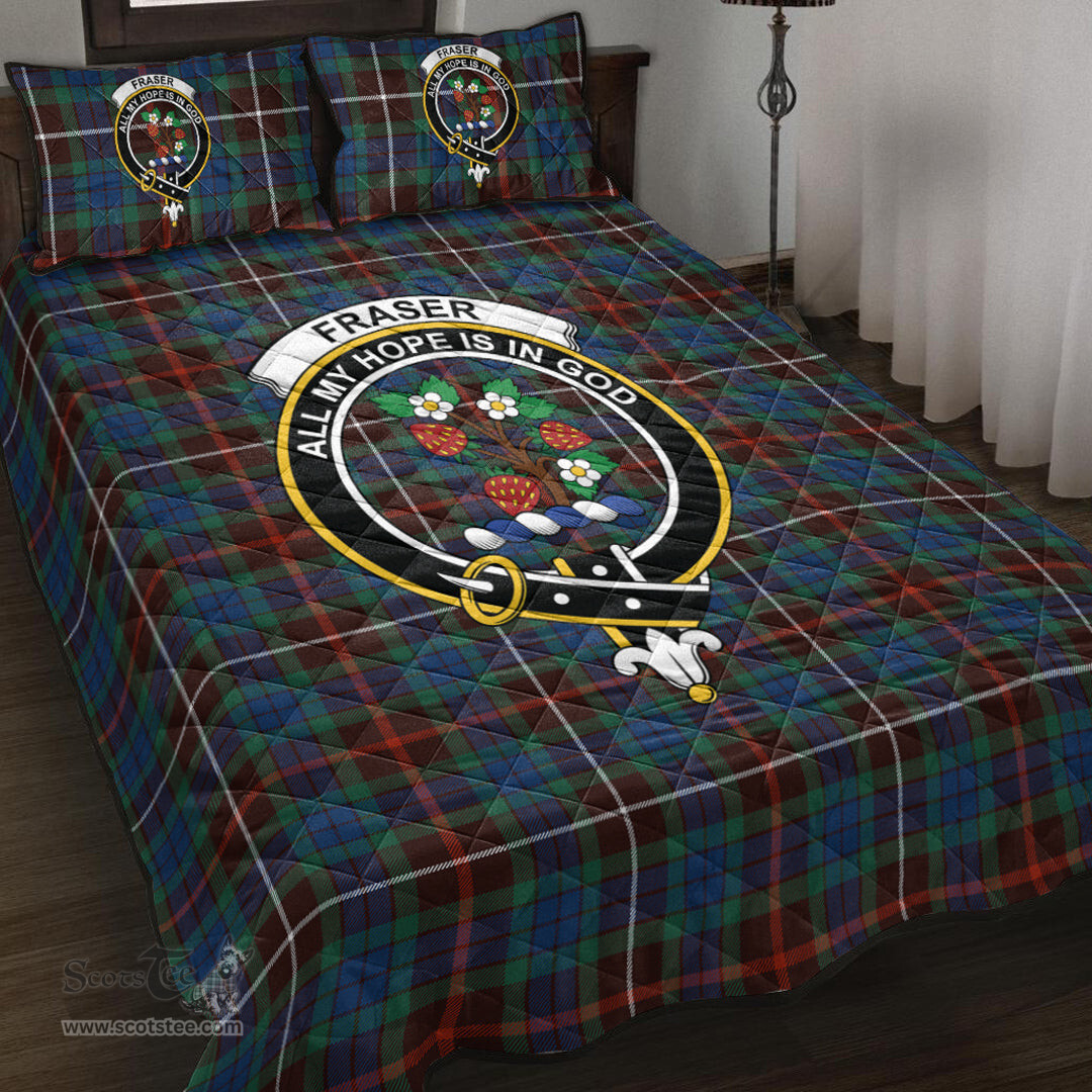Scottish Fraser Hunting Ancient Clan Tartan Quilt Bed Set - Crest Classic Scottish Plaid Tartan Plaid