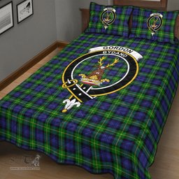 Scottish Gordon Modern Clan Tartan Quilt Bed Set - Crest Classic Scottish Plaid Tartan Plaid