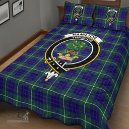 Scottish Hamilton Hunting Modern Clan Tartan Quilt Bed Set - Crest Classic Scottish Plaid Tartan Plaid