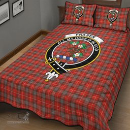 Scottish Fraser Weathered Clan Tartan Quilt Bed Set - Crest Classic Scottish Plaid Tartan Plaid