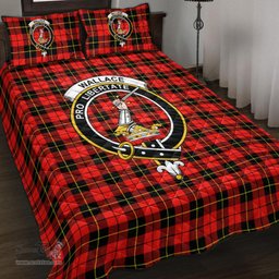Scottish Wallace Hunting Red Clan Tartan Quilt Bed Set - Crest Classic Scottish Plaid Tartan Plaid