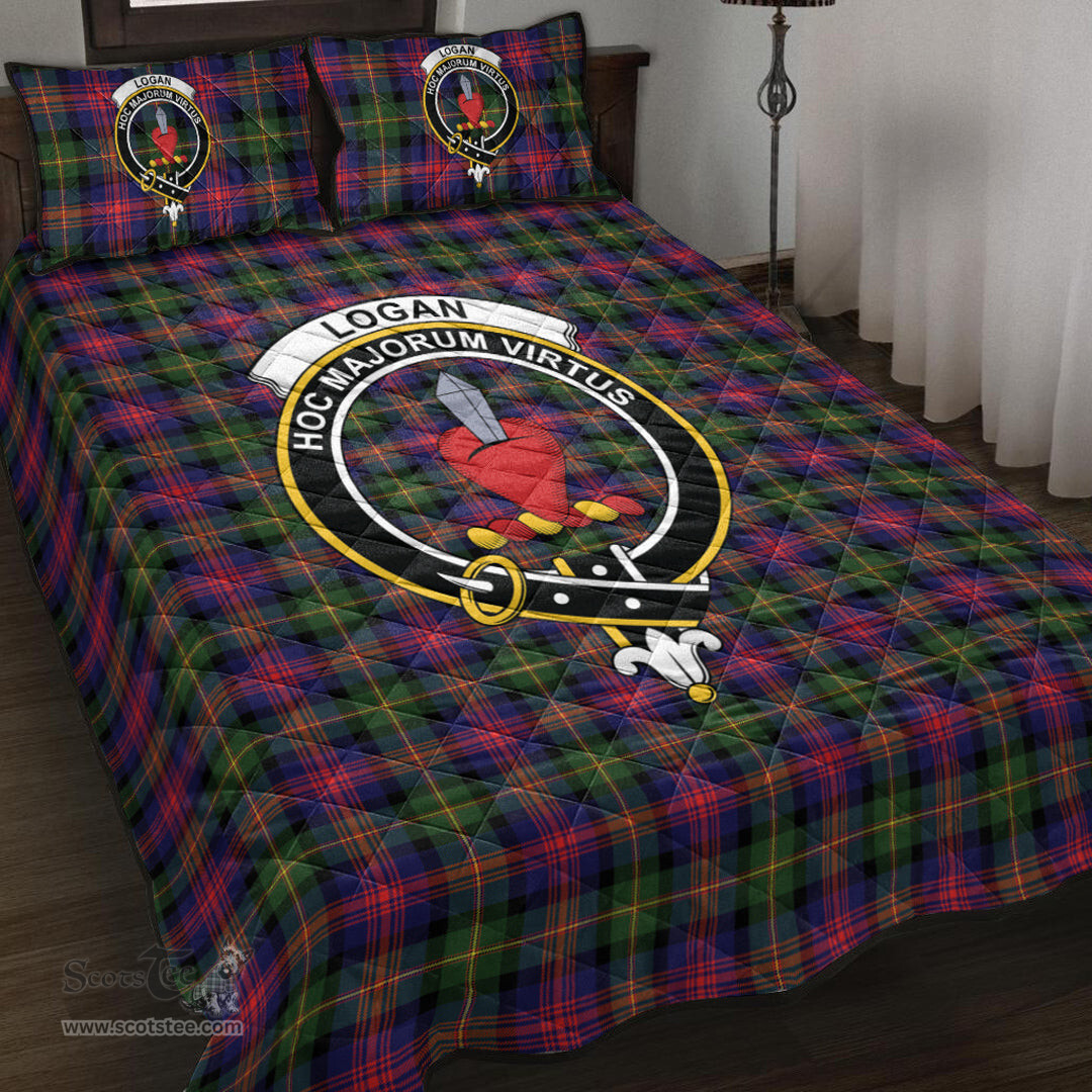 Scottish Logan Modern Clan Tartan Quilt Bed Set - Crest Classic Scottish Plaid Tartan Plaid