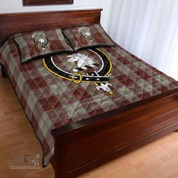 Scottish Cunningham Burgundy Dancers Clan Tartan Quilt Bed Set - Crest Classic Scottish Plaid Tartan Plaid