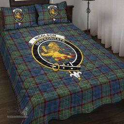 Scottish Nicolson Hunting Ancient Clan Tartan Quilt Bed Set - Crest Classic Scottish Plaid Tartan Plaid