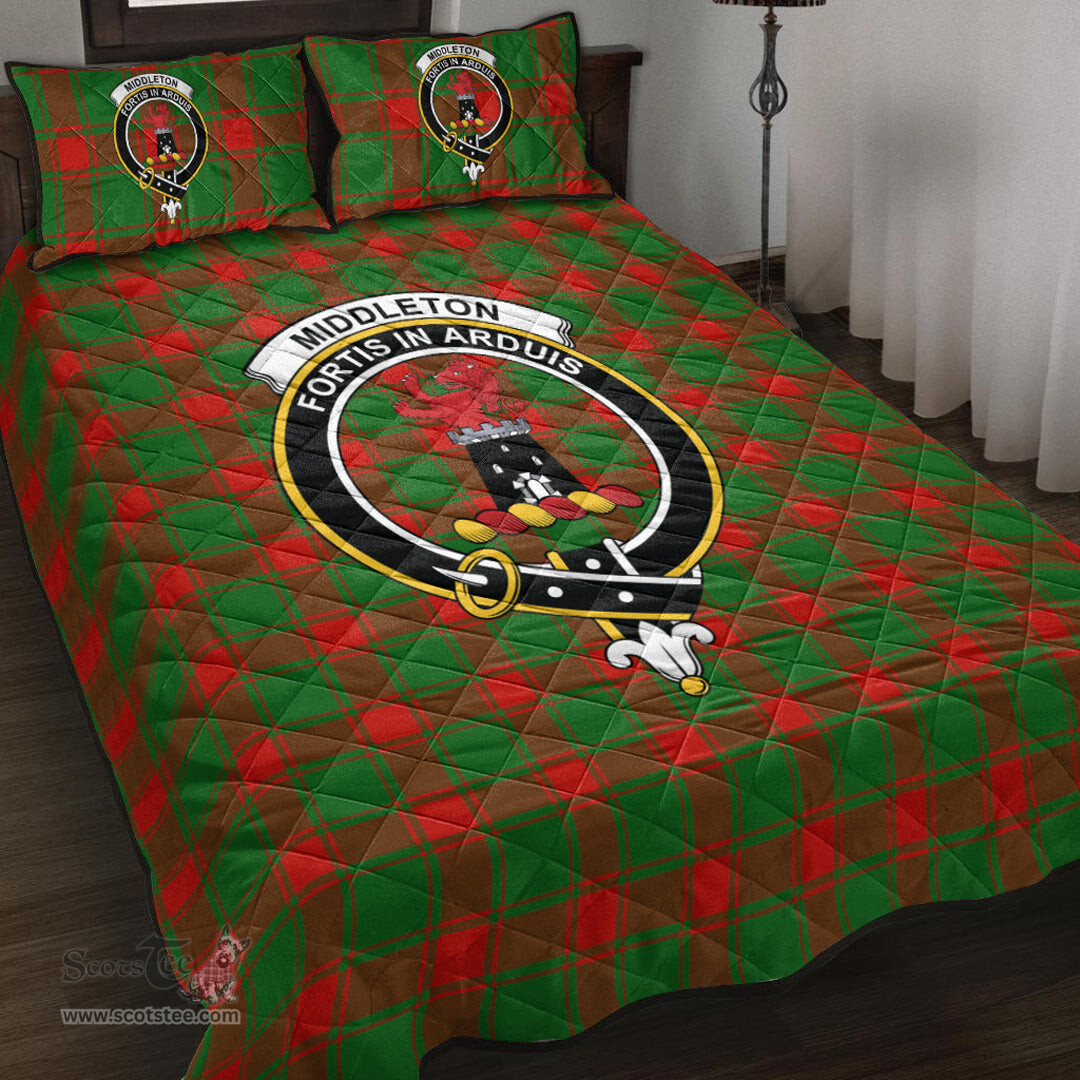 Scottish Middleton Modern Clan Tartan Quilt Bed Set - Crest Classic Scottish Plaid Tartan Plaid