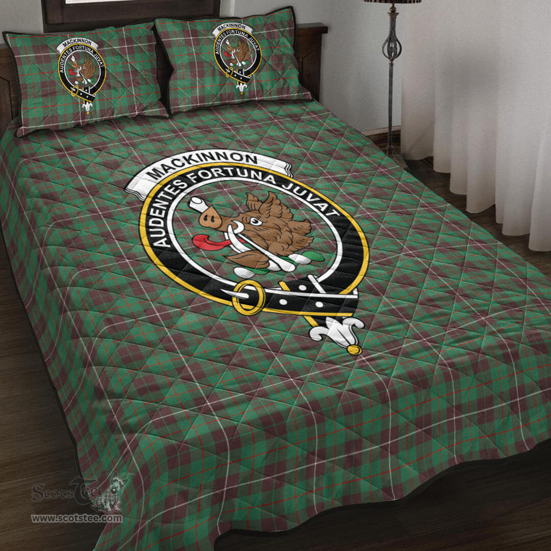 Scottish MacKinnon Hunting Ancient Clan Tartan Quilt Bed Set - Crest Classic Scottish Plaid Tartan Plaid