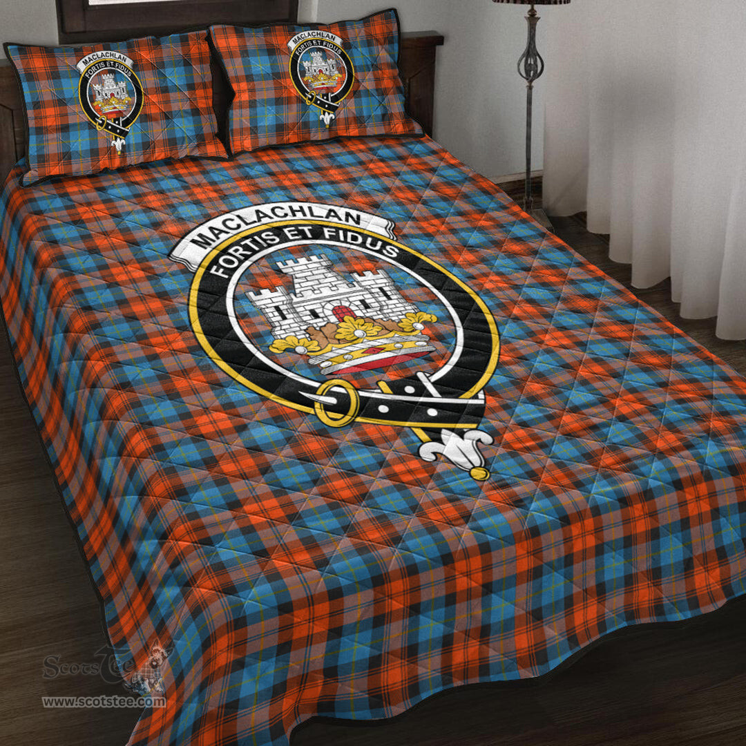 Scottish MacLachlan Ancient Clan Tartan Quilt Bed Set - Crest Classic Scottish Plaid Tartan Plaid
