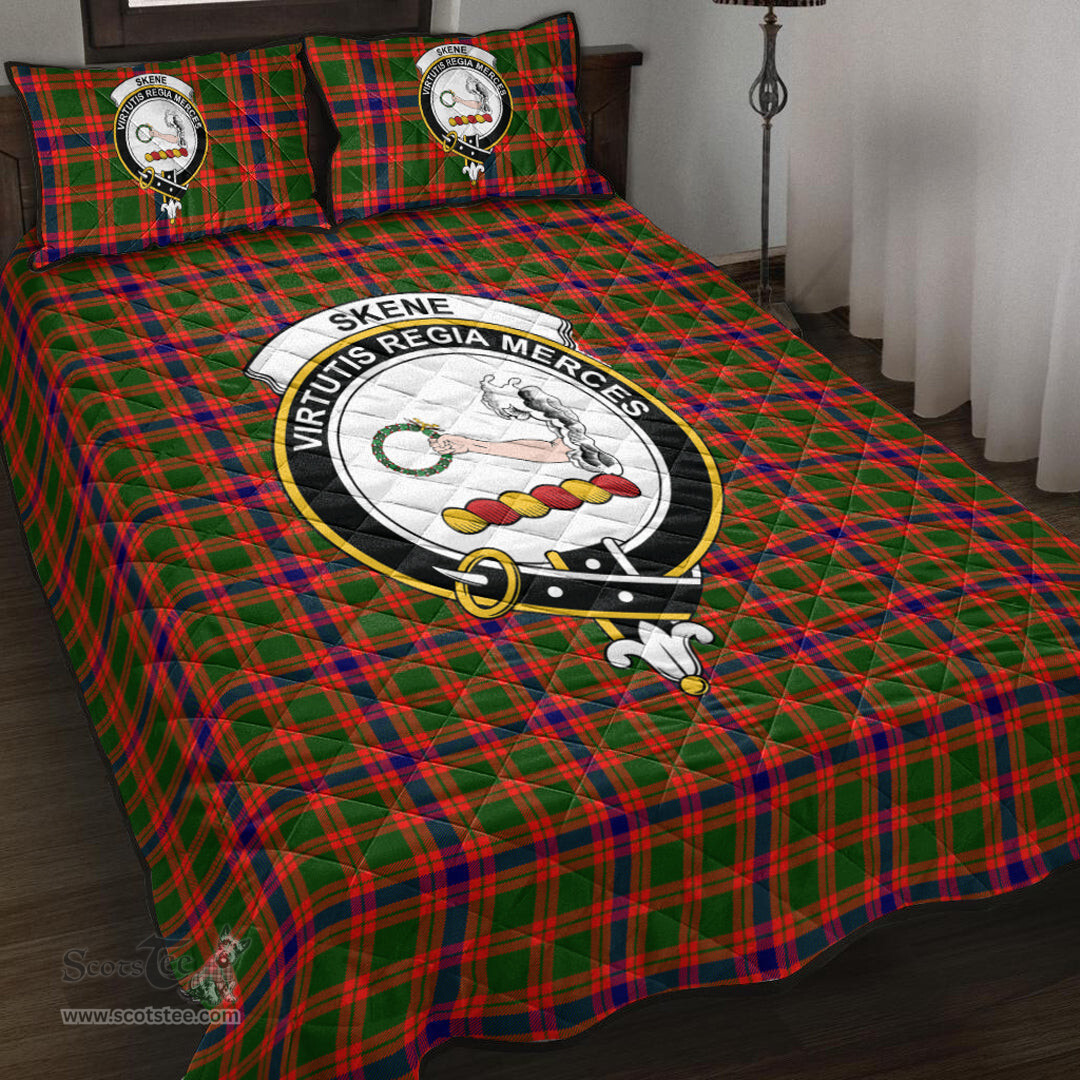 Scottish Skene Modern Clan Tartan Quilt Bed Set - Crest Classic Scottish Plaid Tartan Plaid