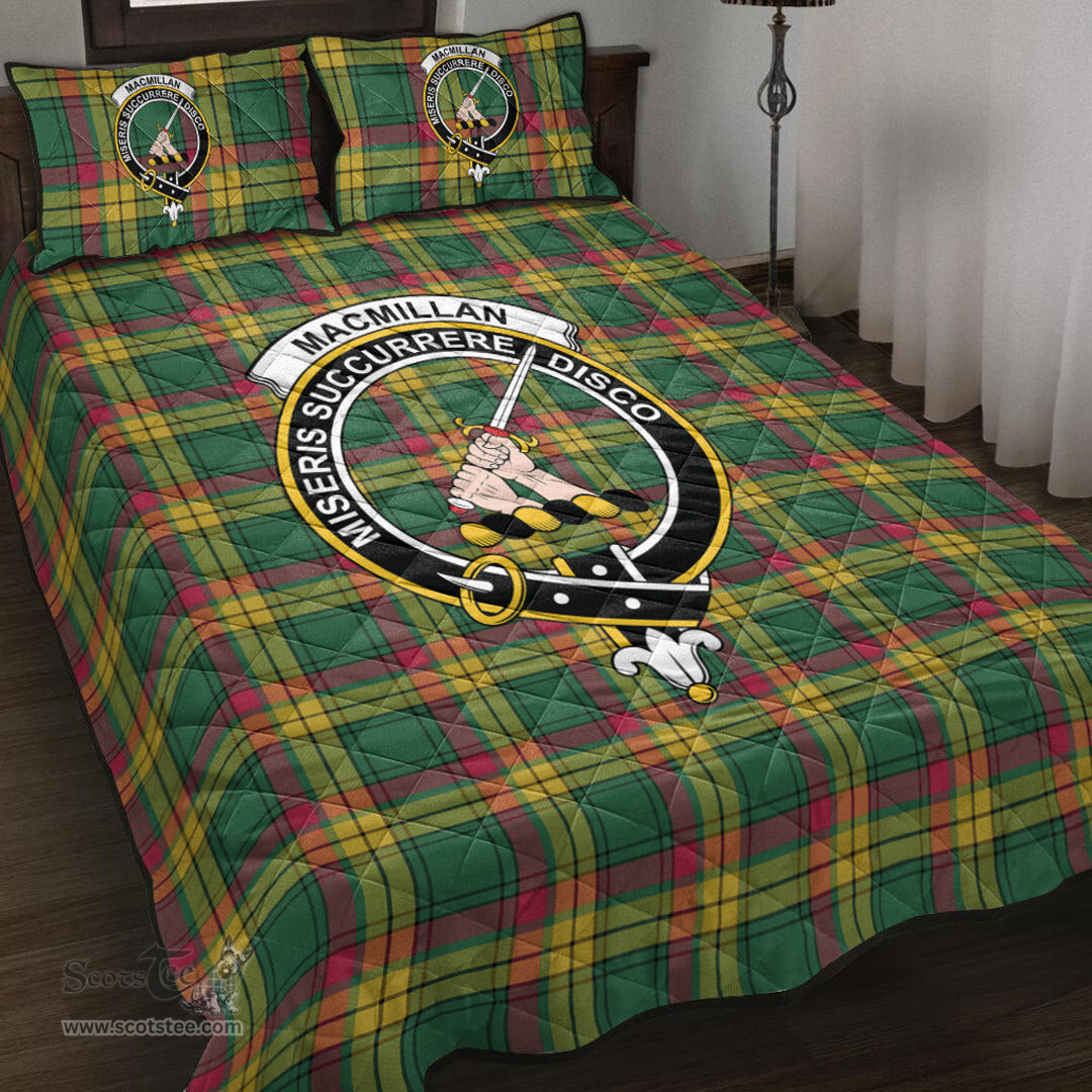 Scottish MacMillan Old Ancient Clan Tartan Quilt Bed Set - Crest Classic Scottish Plaid Tartan Plaid