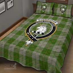 Scottish Cunningham Dress Green Dancers Clan Tartan Quilt Bed Set - Crest Classic Scottish Plaid Tartan Plaid