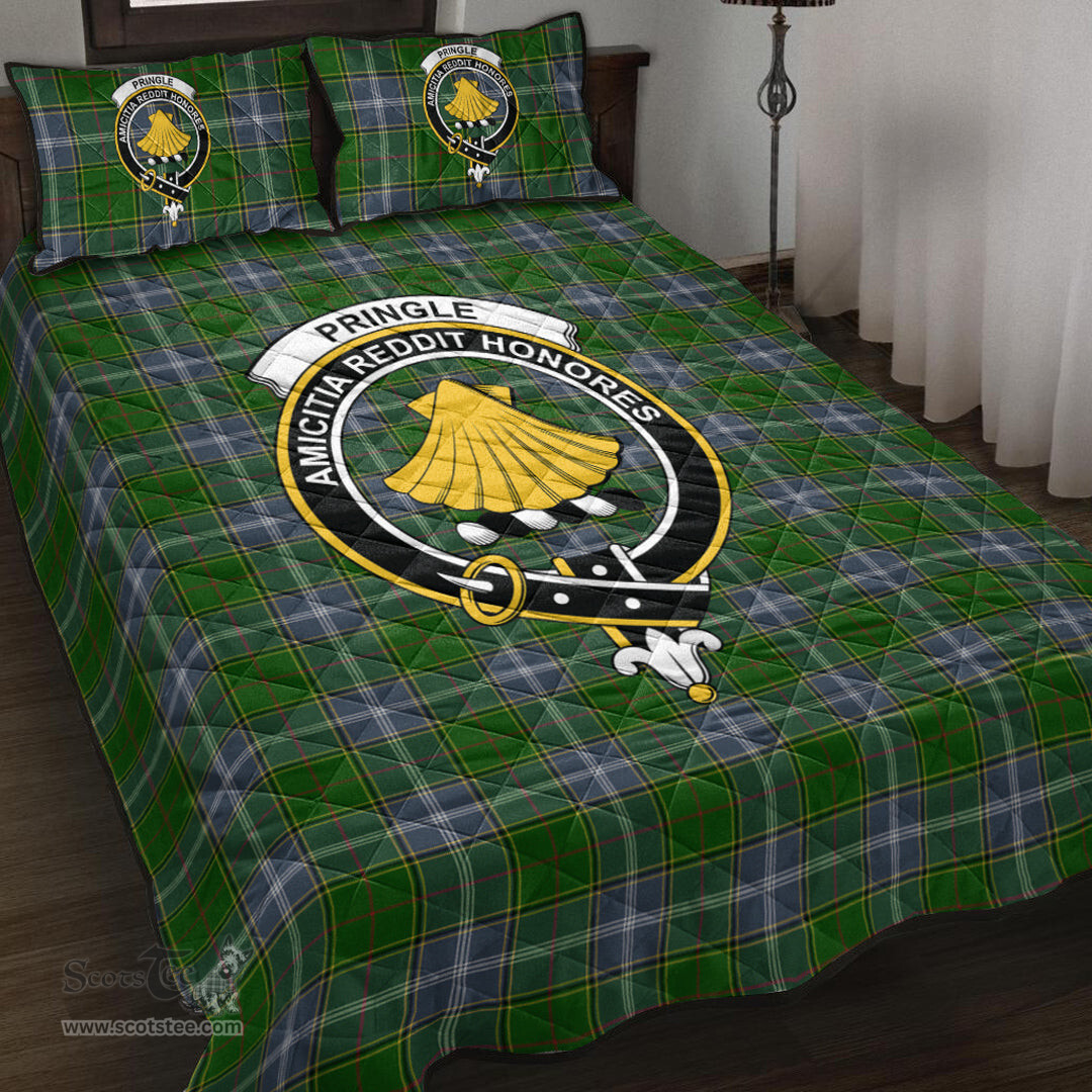 Scottish Pringle Clan Tartan Quilt Bed Set - Crest Classic Scottish Plaid Tartan Plaid
