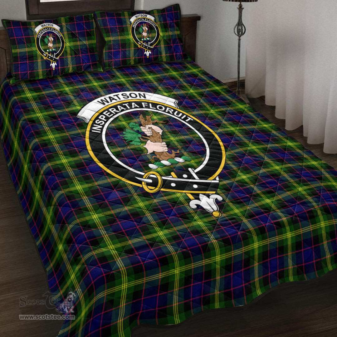 Scottish Watson Modern Clan Tartan Quilt Bed Set - Crest Classic Scottish Plaid Tartan Plaid