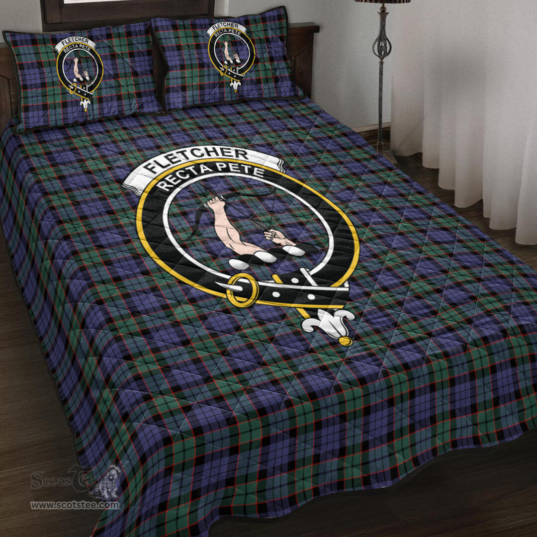 Scottish Fletcher Modern Clan Tartan Quilt Bed Set - Crest Classic Scottish Plaid Tartan Plaid