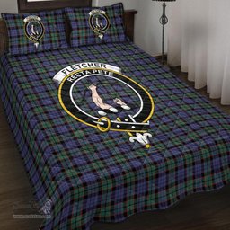 Scottish Fletcher Modern Clan Tartan Quilt Bed Set - Crest Classic Scottish Plaid Tartan Plaid