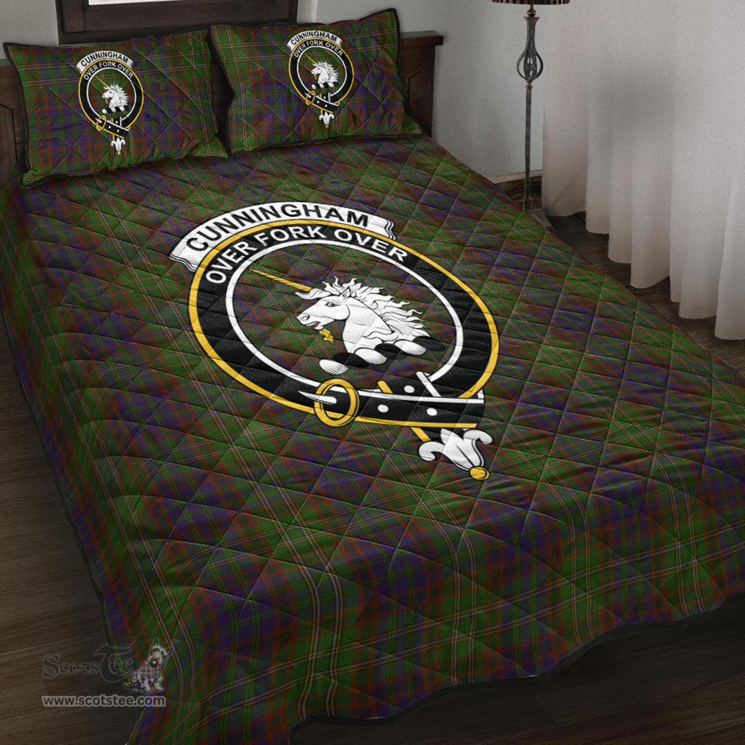 Scottish Cunningham Hunting Modern Clan Tartan Quilt Bed Set - Crest Classic Scottish Plaid Tartan Plaid