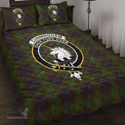 Scottish Cunningham Hunting Modern Clan Tartan Quilt Bed Set - Crest Classic Scottish Plaid Tartan Plaid