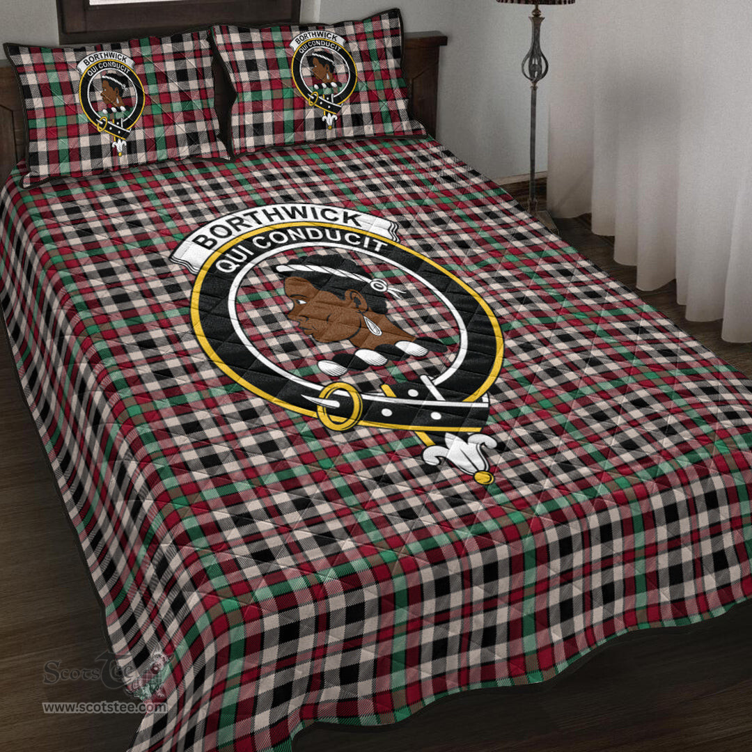 Scottish Borthwick Dress Ancient Clan Tartan Quilt Bed Set - Crest Classic Scottish Plaid Tartan Plaid