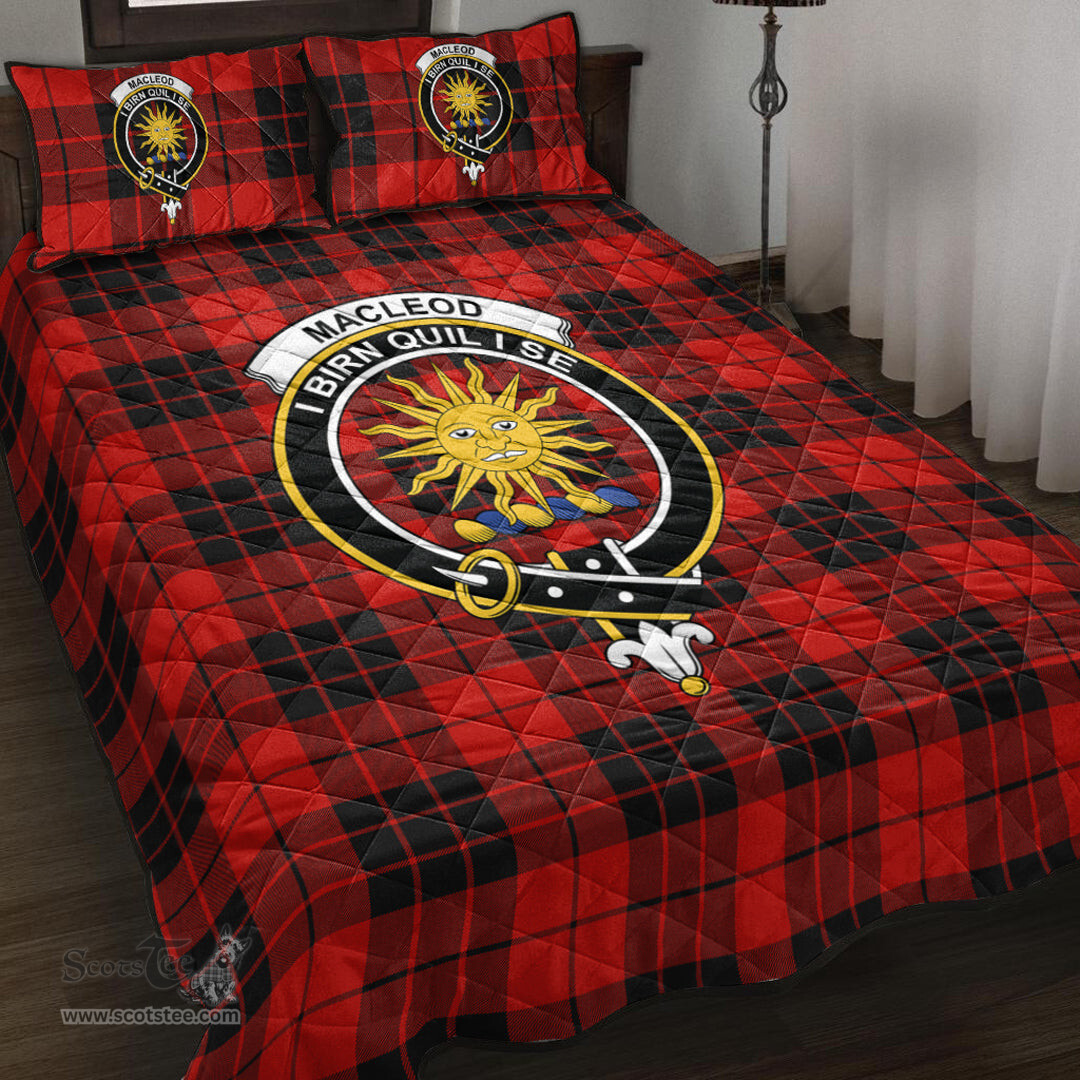 Scottish MacLeod of Raasay Clan Tartan Quilt Bed Set - Crest Classic Scottish Plaid Tartan Plaid