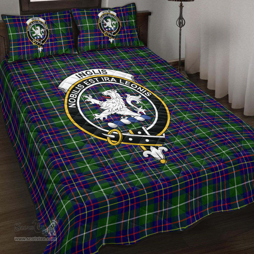 Scottish Inglis Modern Clan Tartan Quilt Bed Set - Crest Classic Scottish Plaid Tartan Plaid