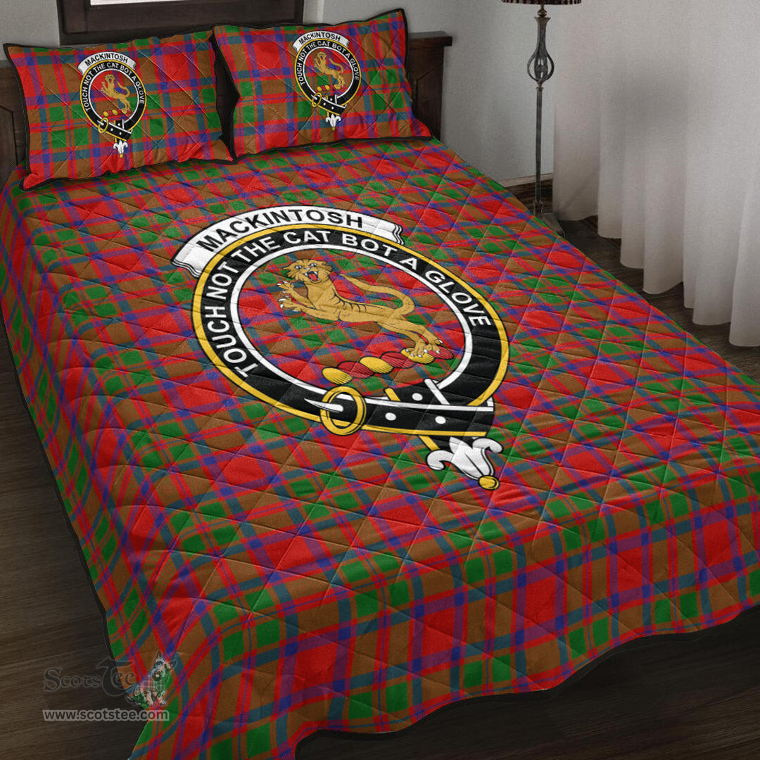Scottish MacKintosh Modern Clan Tartan Quilt Bed Set - Crest Classic Scottish Plaid Tartan Plaid