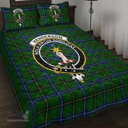 Scottish Henderson Modern Clan Tartan Quilt Bed Set - Crest Classic Scottish Plaid Tartan Plaid