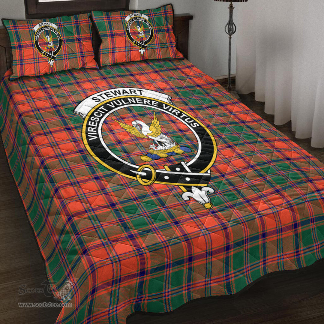 Scottish Stewart of Appin Ancient Clan Tartan Quilt Bed Set - Crest Classic Scottish Plaid Tartan Plaid